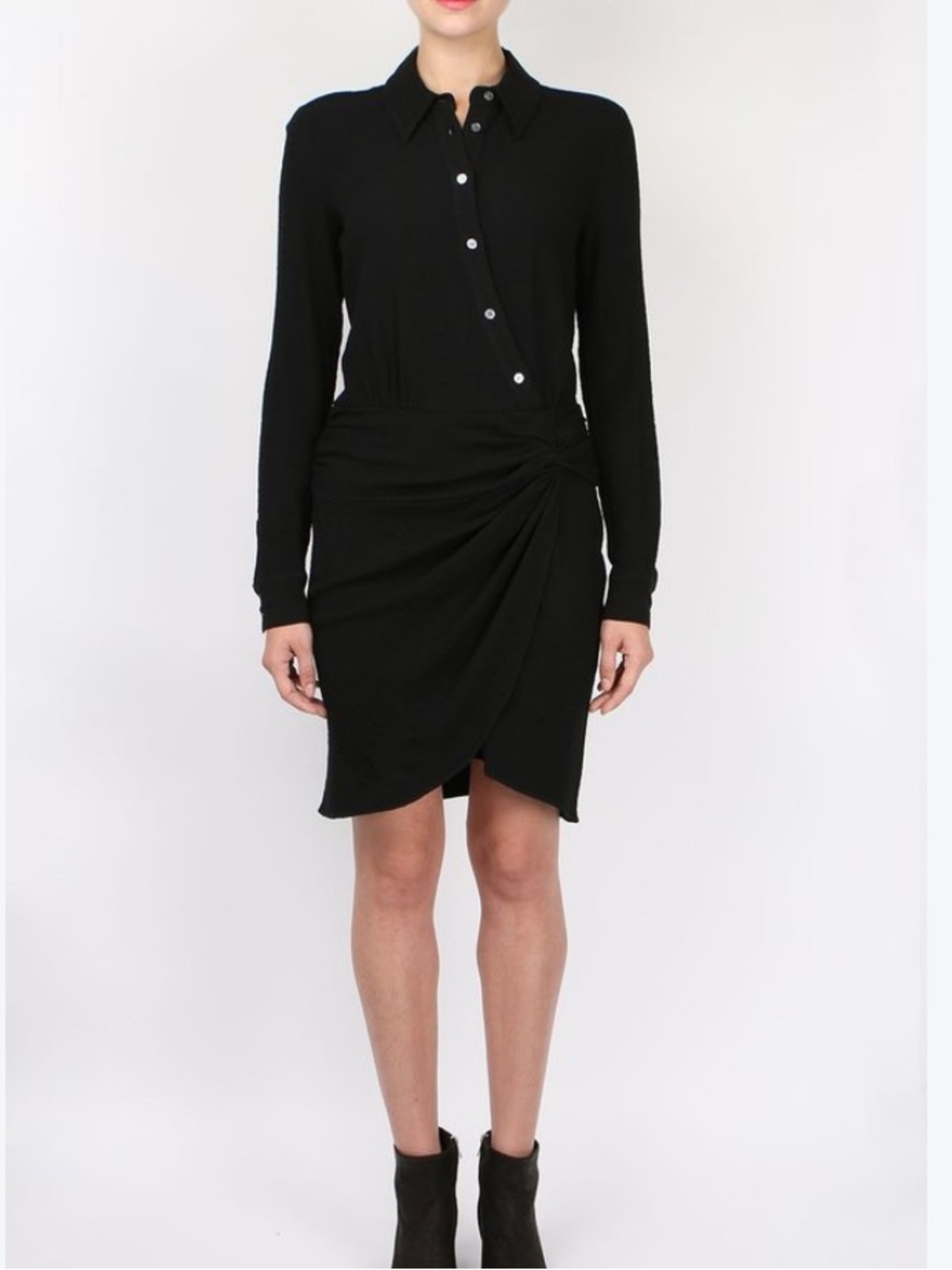 Veronica Beard Black Wren Twist Shirtdress
